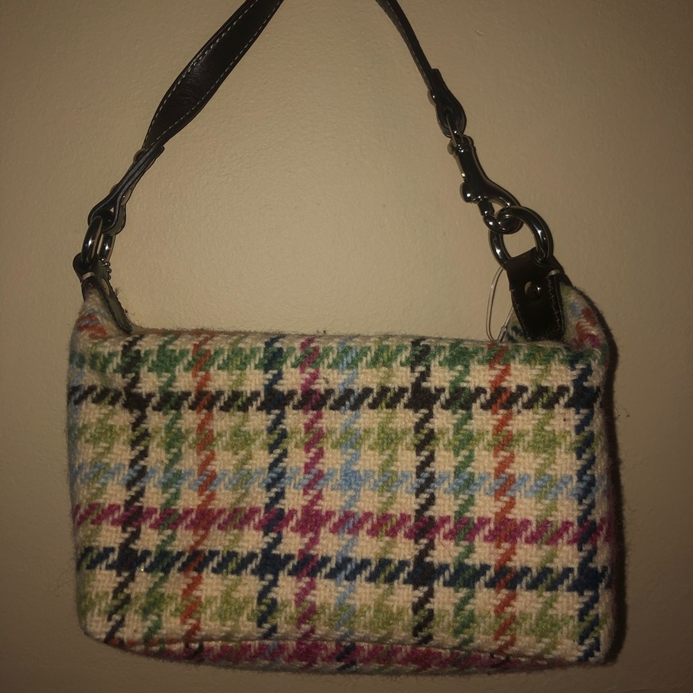Multi-Colored Knit Coach Shoulder Purse